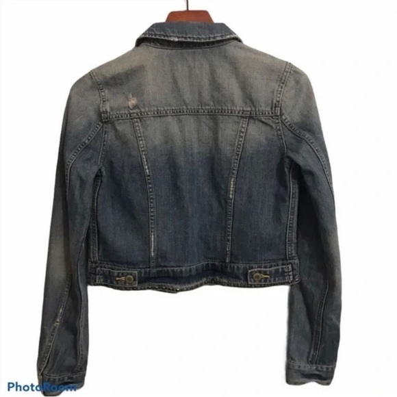 Little Girls American Eagle Denim Jean Jacket. Boho. Grommet embellishments - Picture 2 of 6